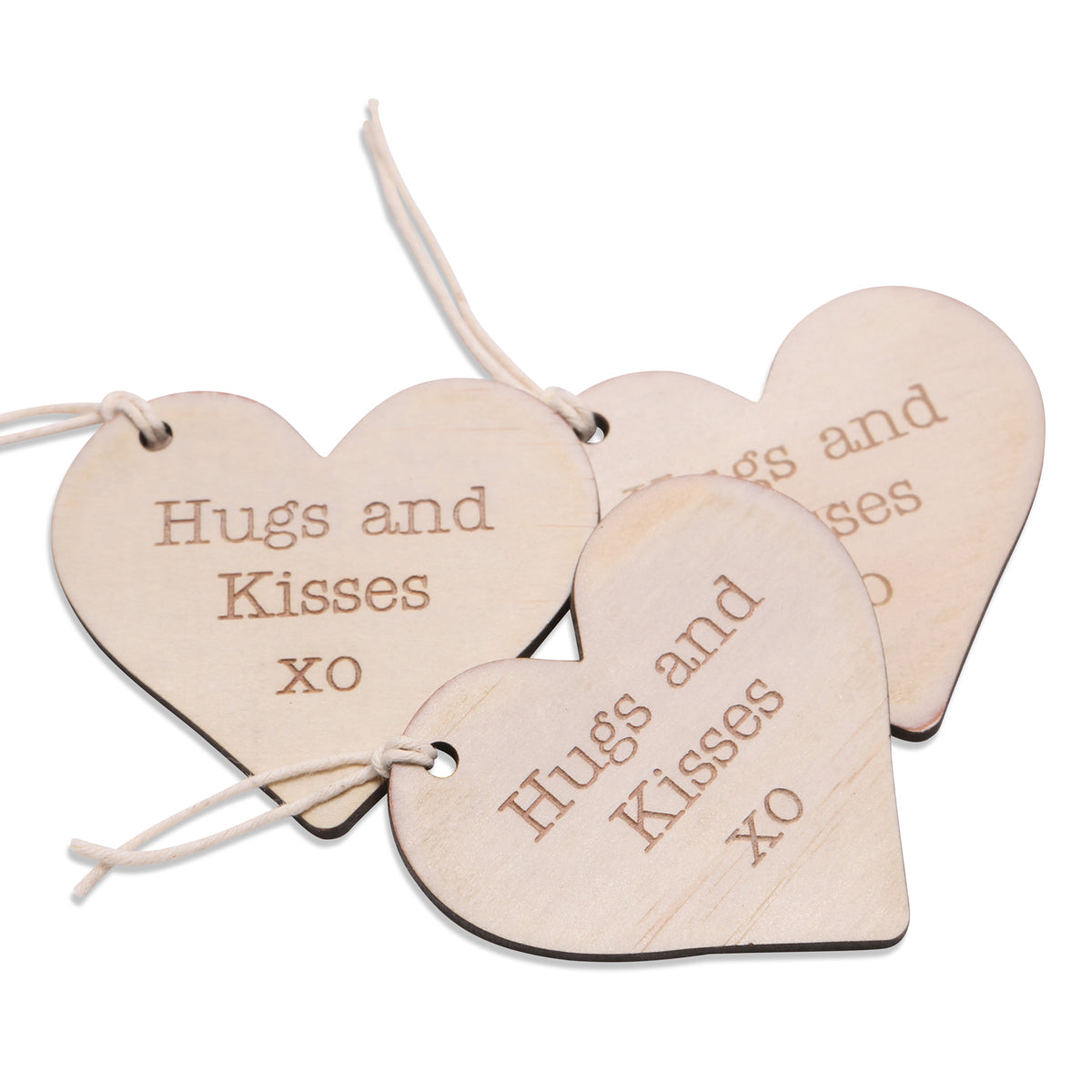 wood hugs and kisses heart tag