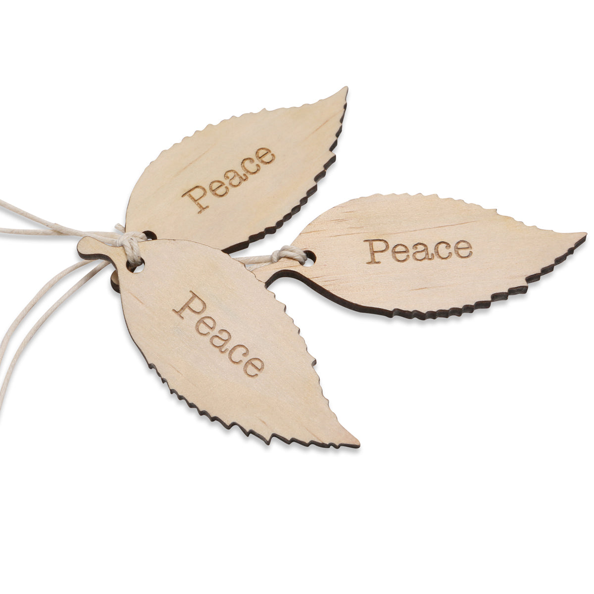 Wood peace leaf tag
