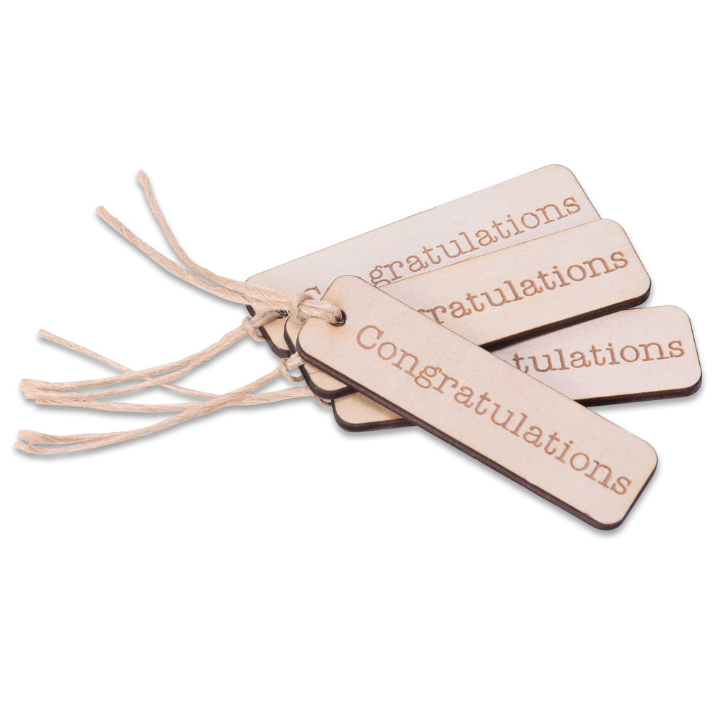 wood congratulations tag