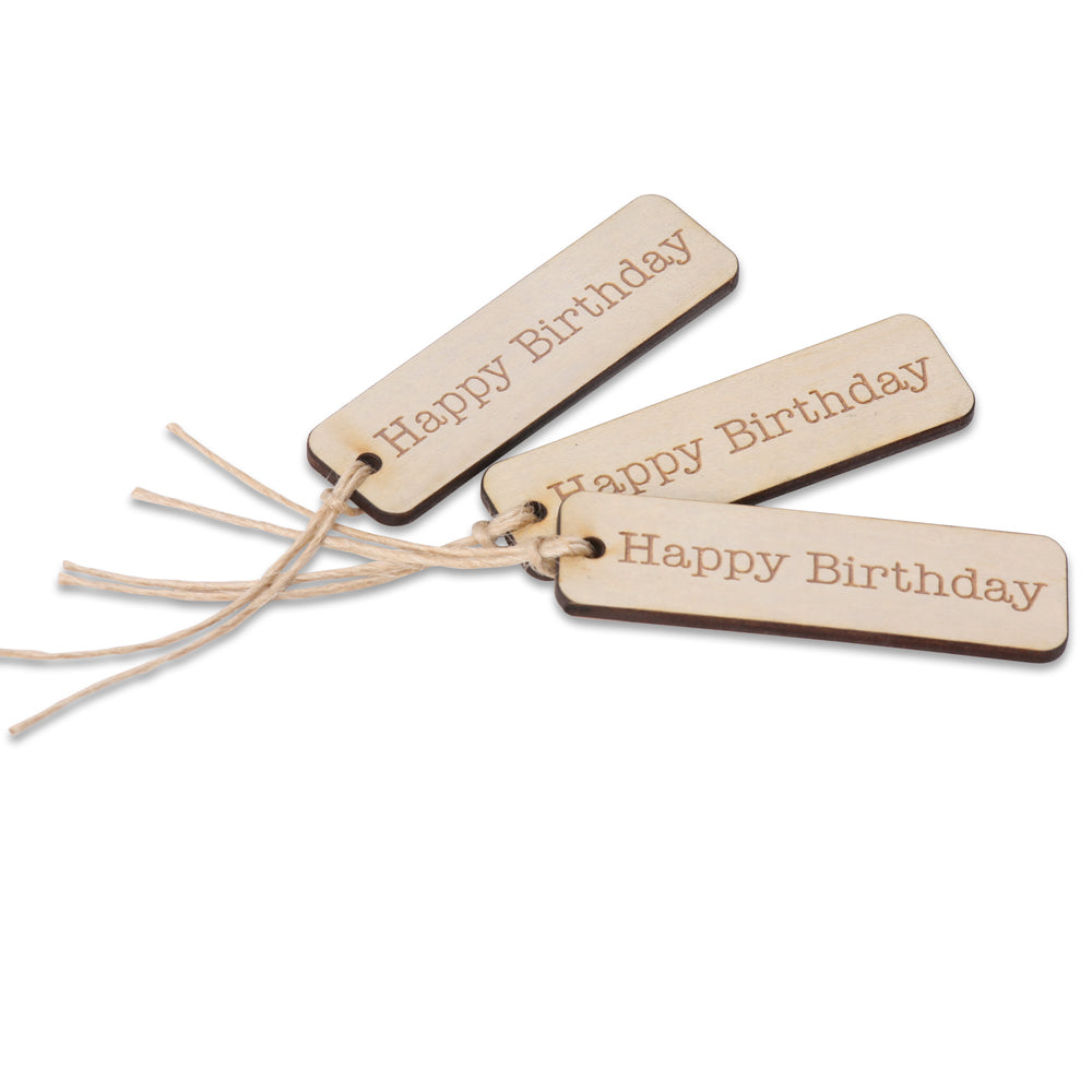 wood happy birthday tag